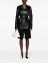 wrap-design leather jacket